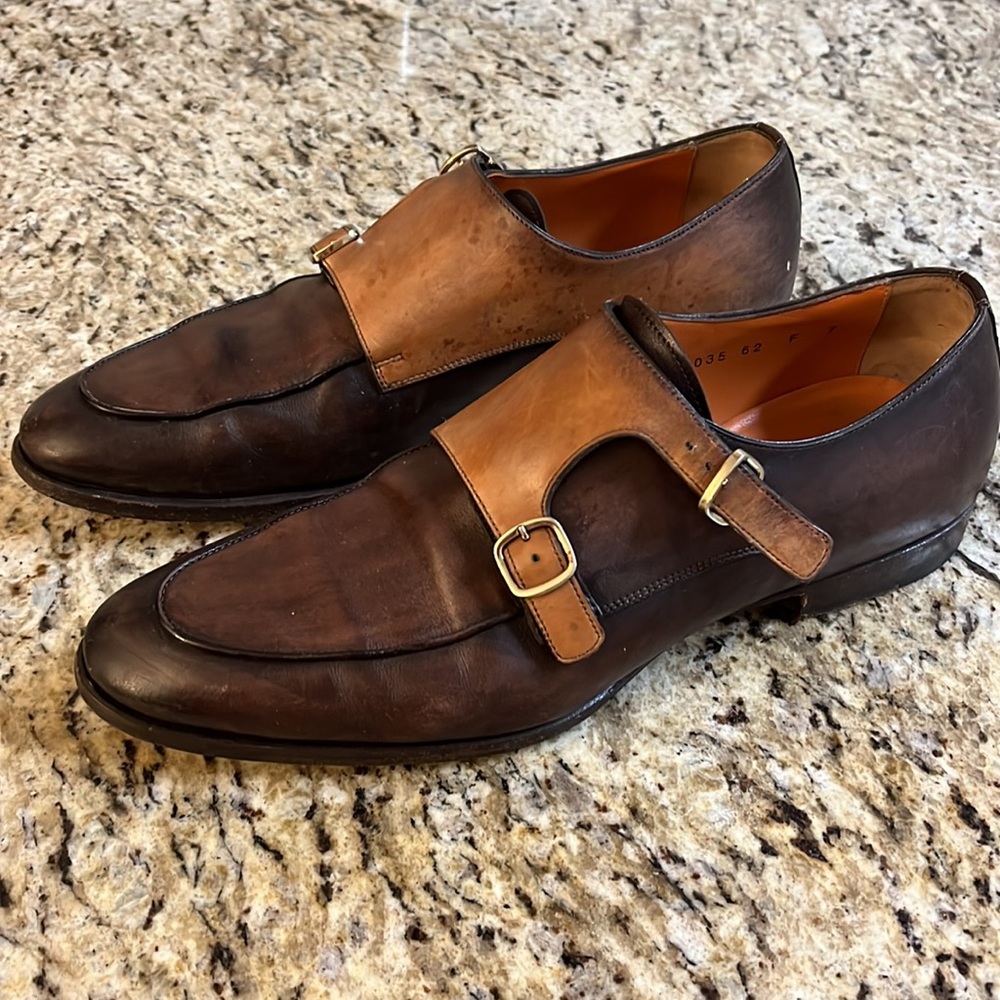 Double buckle Santoni two tone shoes 8.5